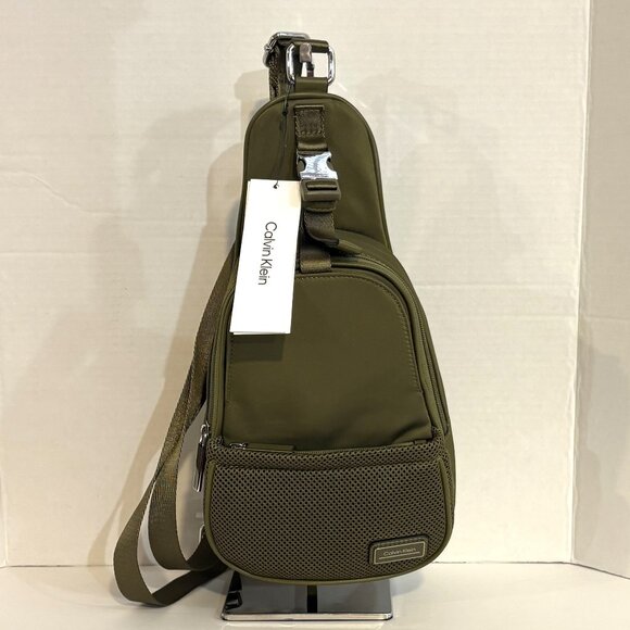 Calvin Klein Jessie Small  Backpack Slingback Crossbody Olive Green  New w/ Tags - Picture 1 of 5